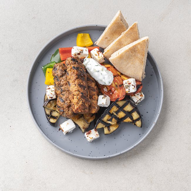 Greek-Style Beef Kofta with Whole Wheat Pita